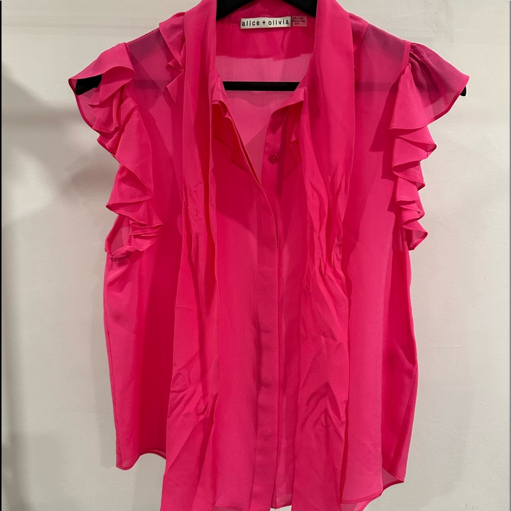 Alice + Olivia pink silk blouse